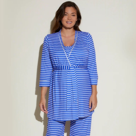 Cosabella Bella 3 Piece Maternity/Nursing Set in Mare Stripe/Limone - Picture 1 of 12